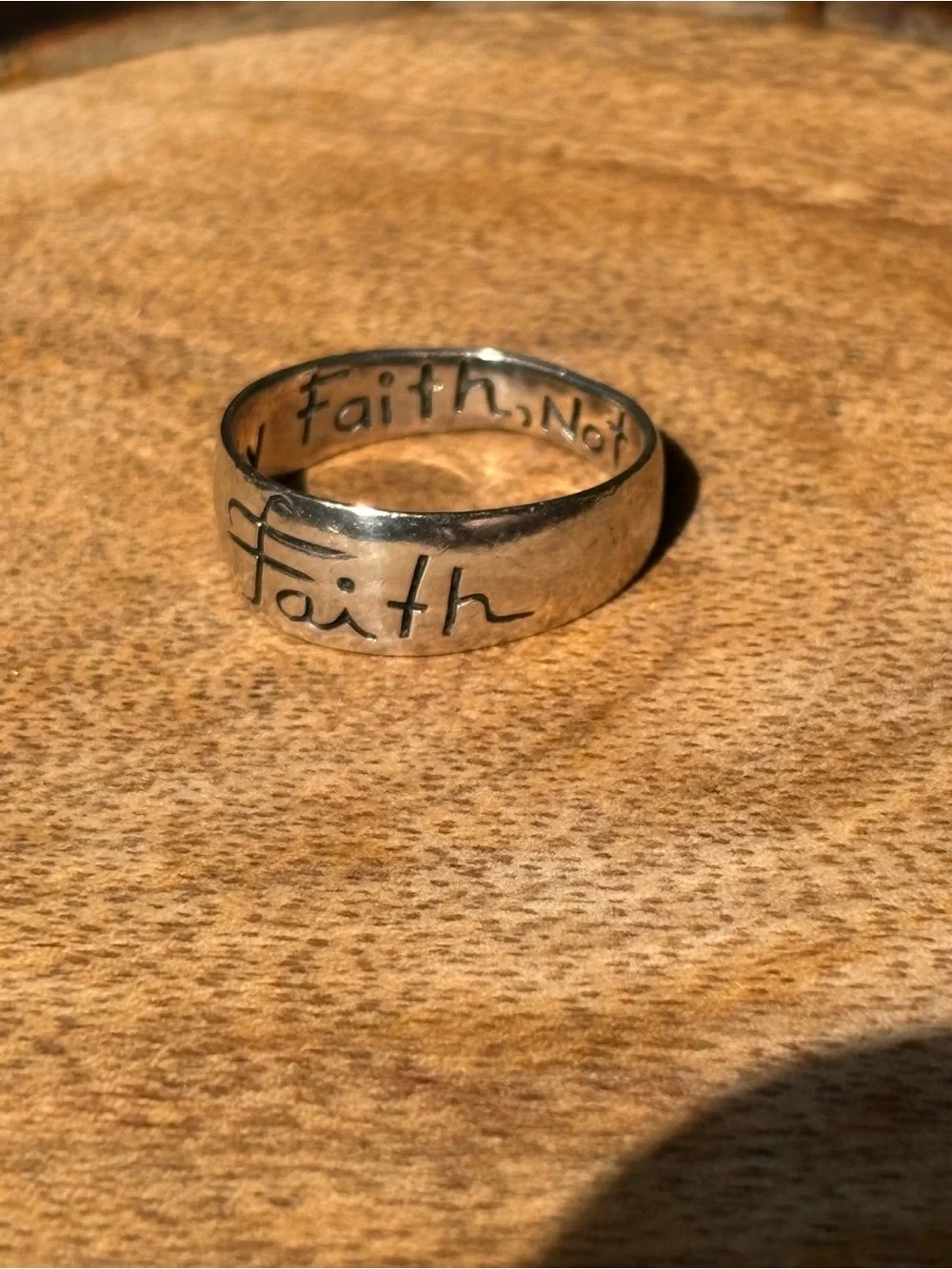 Faith Engraved Silver Tone Women's Ring